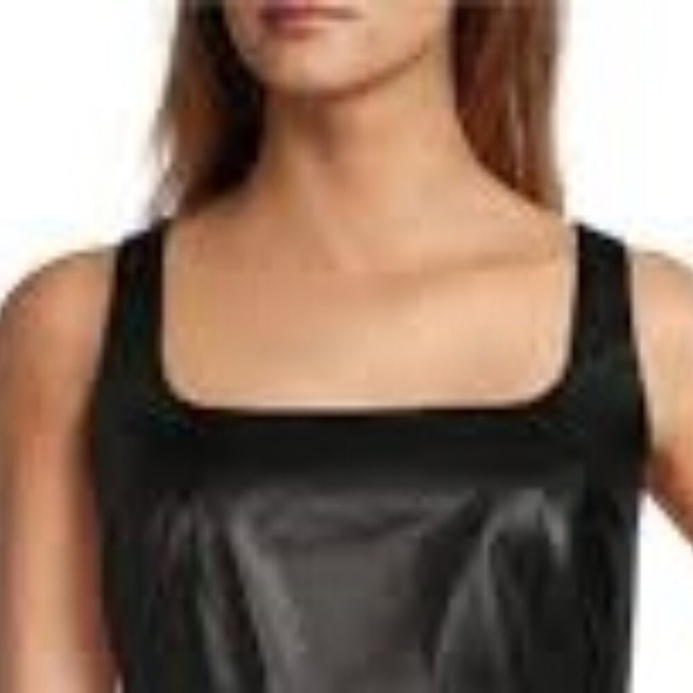 NWT Antonio Melani Black Alissa Leather Square Neck Crop Top